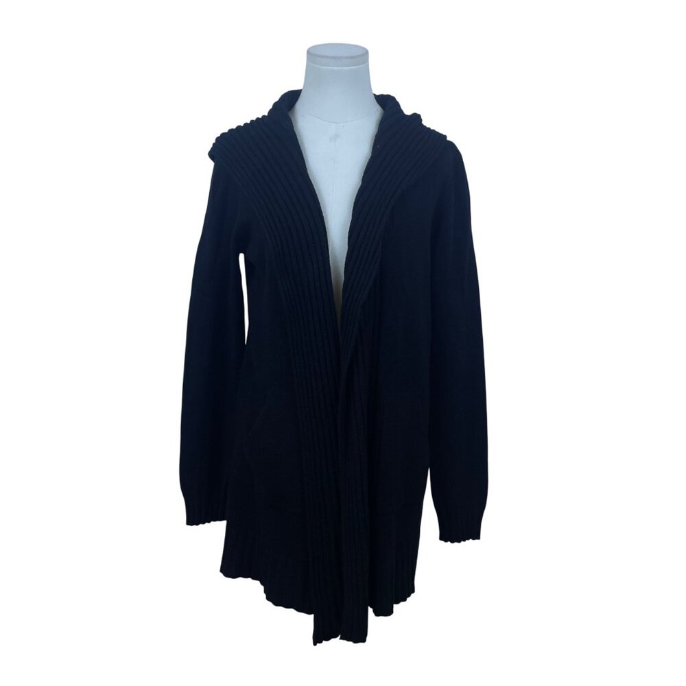 Cyrus Women's Black Open Front Hooded Long Sweater Cardigan Size M - New